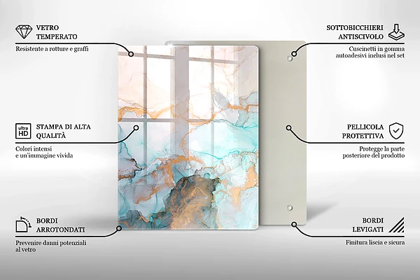 Glasskärbräda med abstrakt pastellmotiv