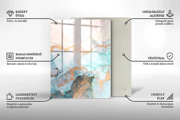 Glasskärbräda med abstrakt pastellmotiv