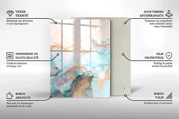 Glasskärbräda med abstrakt pastellmotiv