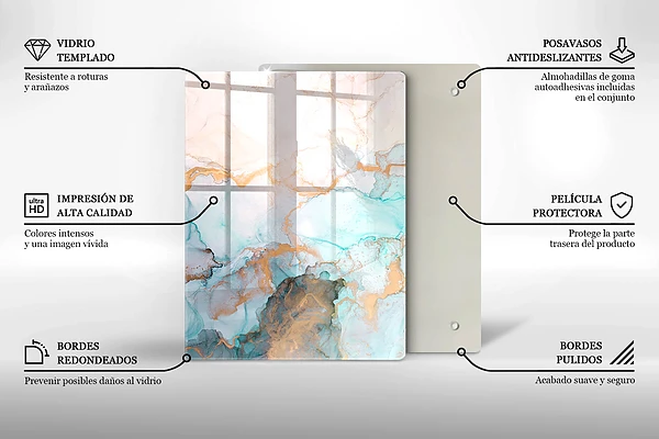 Glasskärbräda med abstrakt pastellmotiv