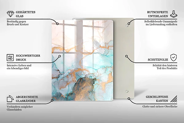 Glasskärbräda med abstrakt pastellmotiv