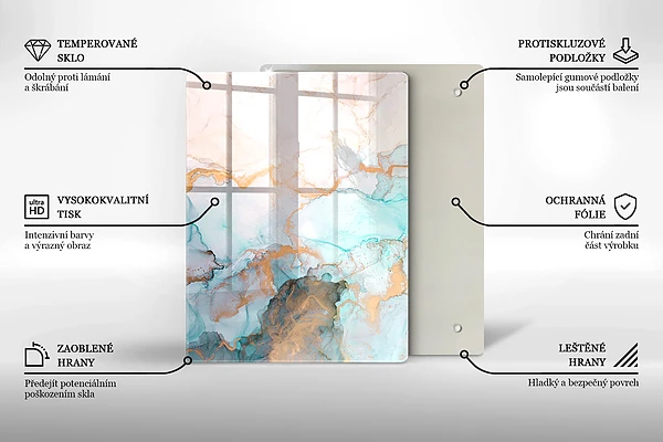 Glasskärbräda med abstrakt pastellmotiv