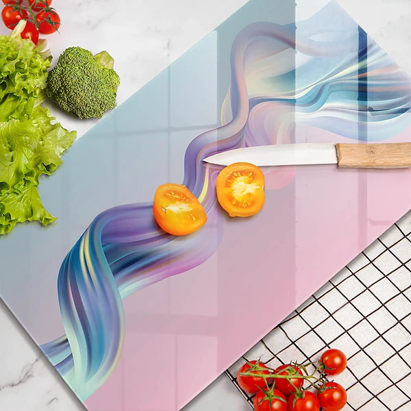 Glasskärbräda med abstrakt pastellmotiv