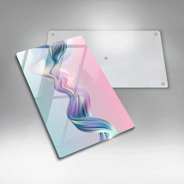 Glasskärbräda med abstrakt pastellmotiv