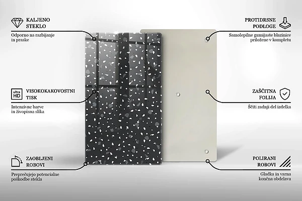 Glasskärbräda med dekorativt stenmotiv