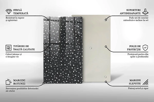 Glasskärbräda med dekorativt stenmotiv