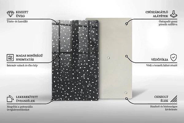 Glasskärbräda med dekorativt stenmotiv