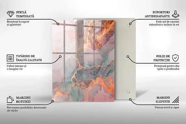 Glasskärbräda med dekorativt stenmotiv