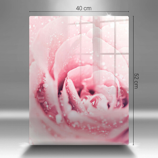 Glasskärbräda Daggdroppar och rosblomma