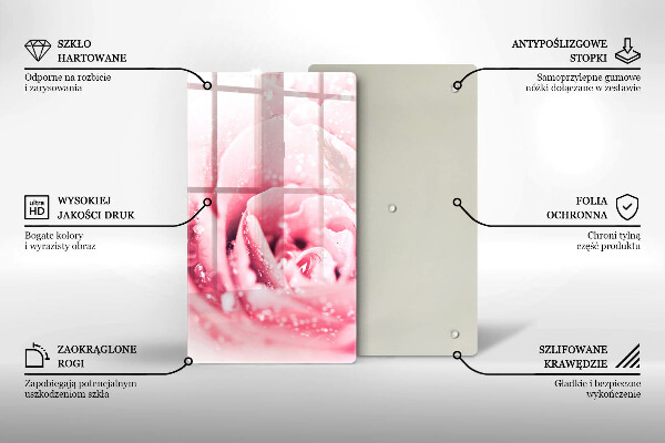 Glasskärbräda Daggdroppar och rosblomma