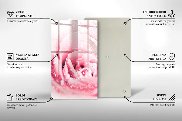Glasskärbräda Daggdroppar och rosblomma
