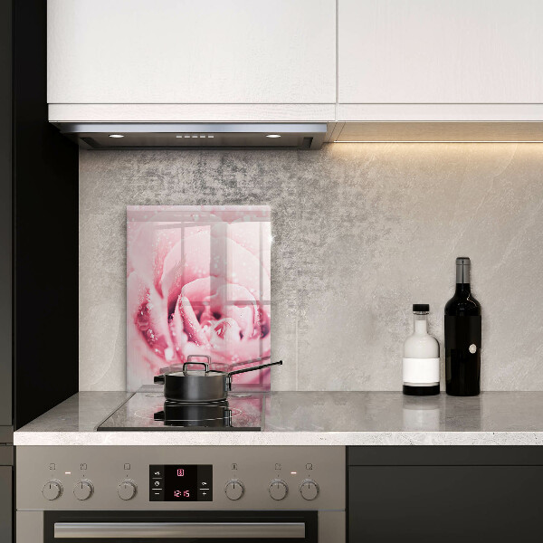 Glasskärbräda Daggdroppar och rosblomma