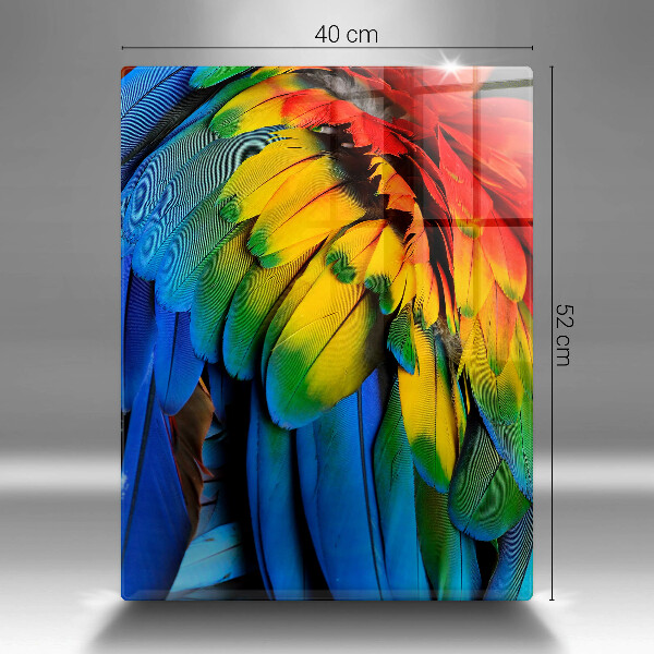 Glasskärbräda Färgglada papegojfjädrar