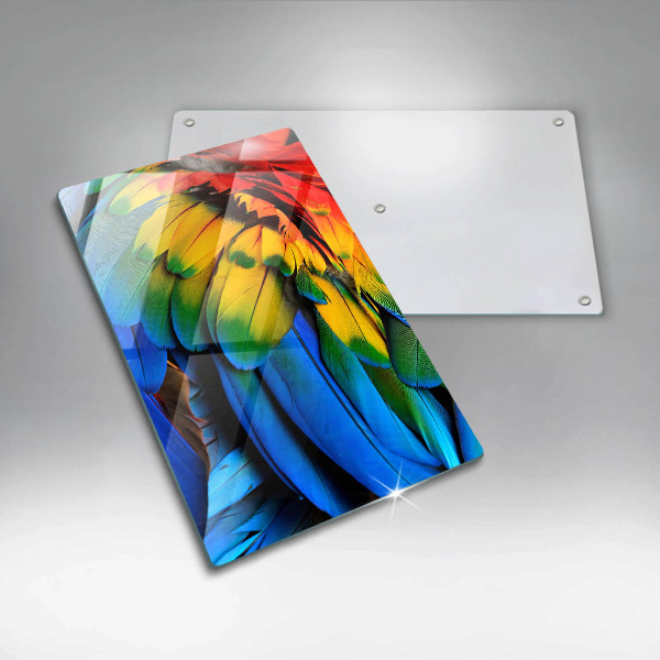Glasskärbräda Färgglada papegojfjädrar