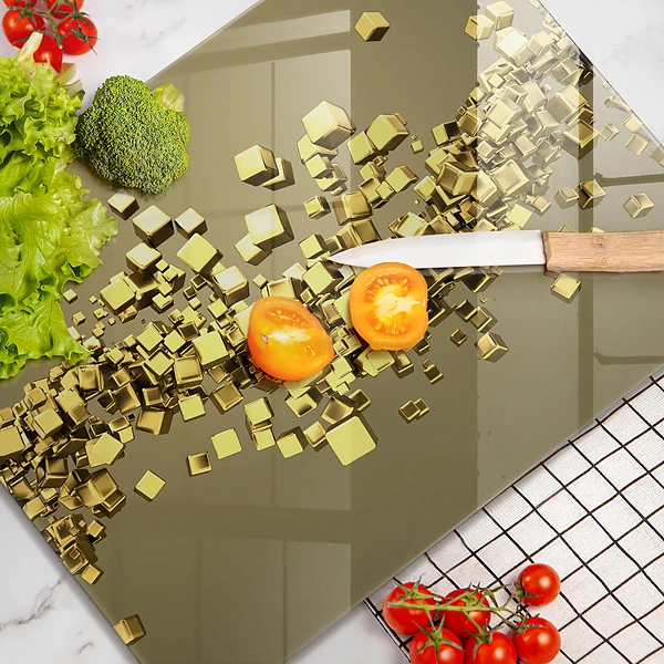 Glasskärbräda med abstrakt 3D-geometri