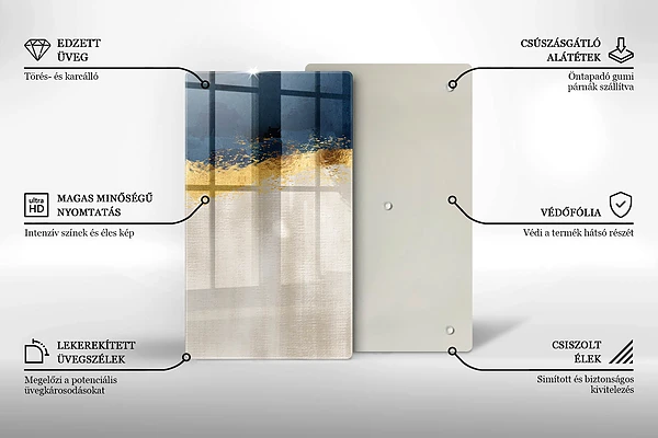 Glasskärbräda med abstrakt guldmönster