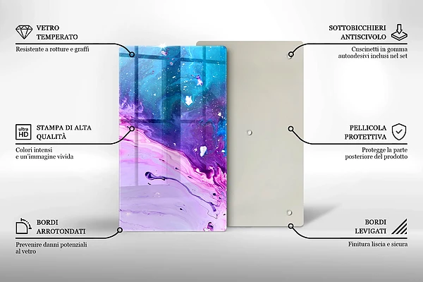 Glasskärbräda med abstrakt bläckmotiv
