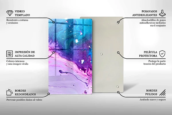 Glasskärbräda med abstrakt bläckmotiv