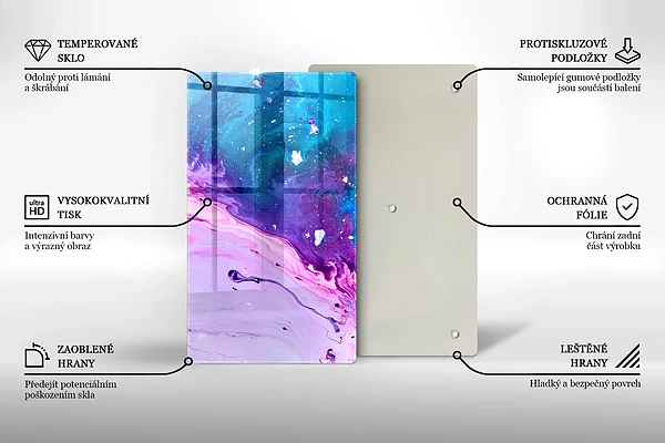 Glasskärbräda med abstrakt bläckmotiv