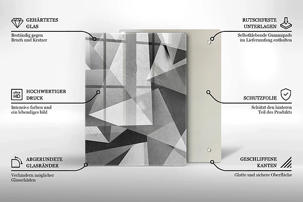 Glasskärbräda med abstrakt bläckmotiv