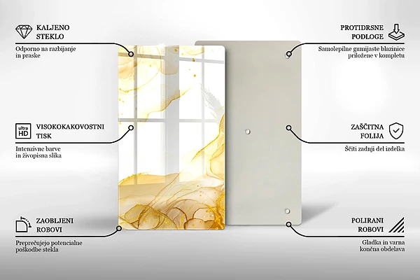 Glasskärbräda med gyllene abstraktion