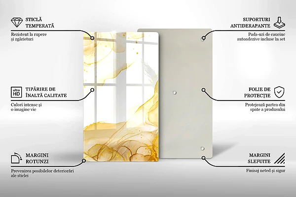 Glasskärbräda med gyllene abstraktion