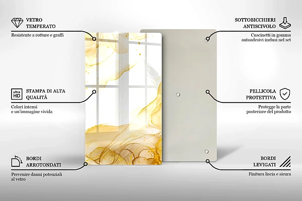 Glasskärbräda med gyllene abstraktion