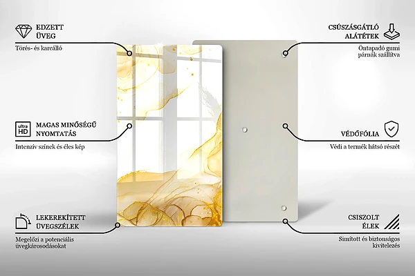 Glasskärbräda med gyllene abstraktion