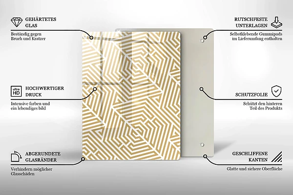 Glasskärbräda med gyllene abstraktion