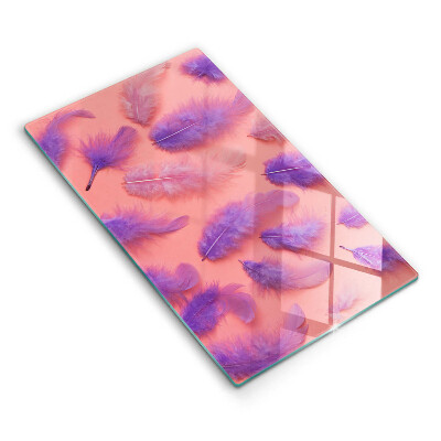 Glasskärbräda med motiv av fluffiga fjädrar