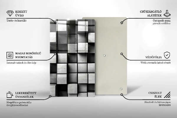 Glasskärbräda Abstraktion 3D rutor