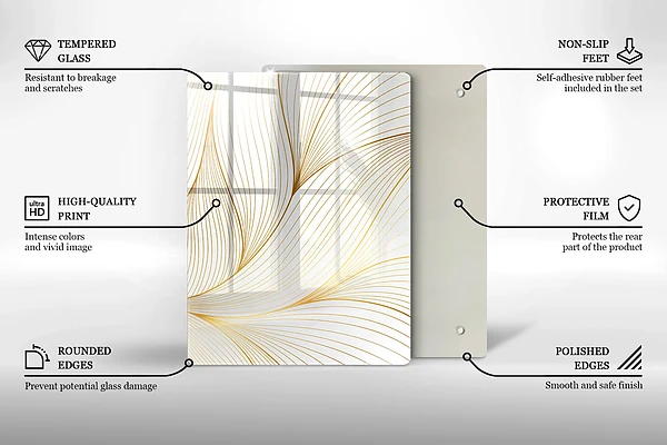 Glasskärbräda med abstrakt 3D-motiv av rutor