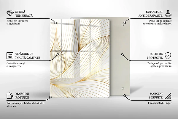 Glasskärbräda med abstrakt 3D-motiv av rutor