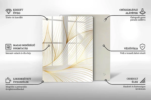 Glasskärbräda med abstrakt 3D-motiv av rutor