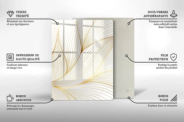 Glasskärbräda med abstrakt 3D-motiv av rutor