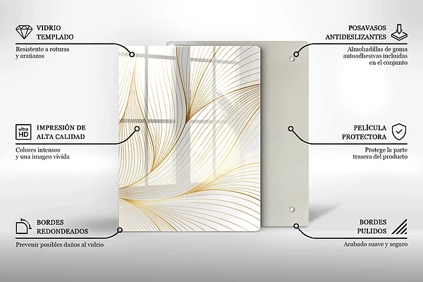 Glasskärbräda med abstrakt 3D-motiv av rutor