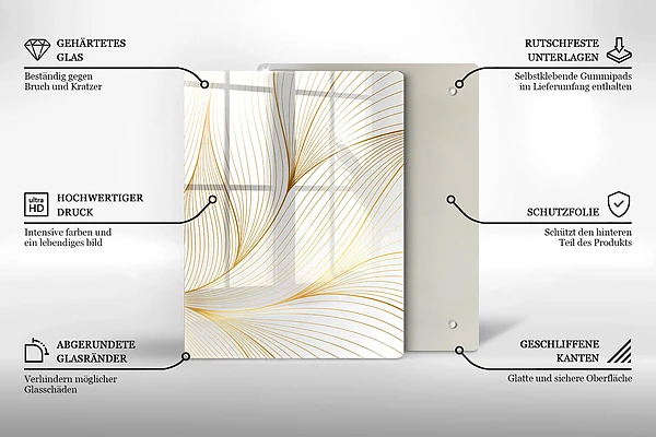 Glasskärbräda med abstrakt 3D-motiv av rutor