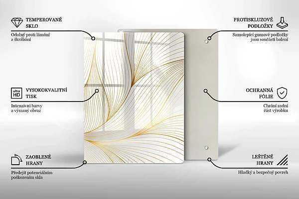 Glasskärbräda med abstrakt 3D-motiv av rutor