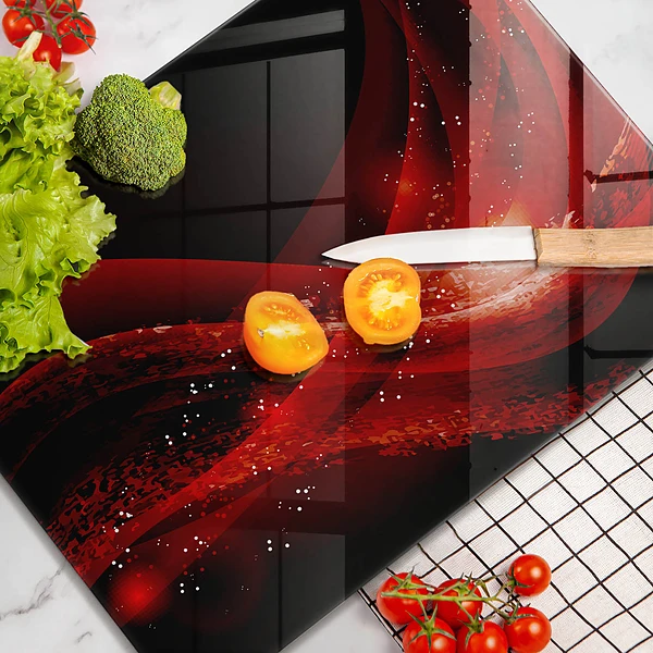 Glasskärbräda med modernt abstrakt motiv