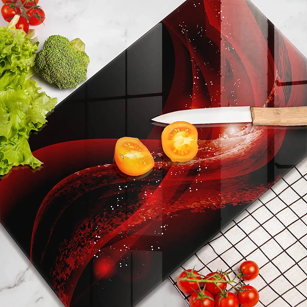 Glasskärbräda med modernt abstrakt motiv