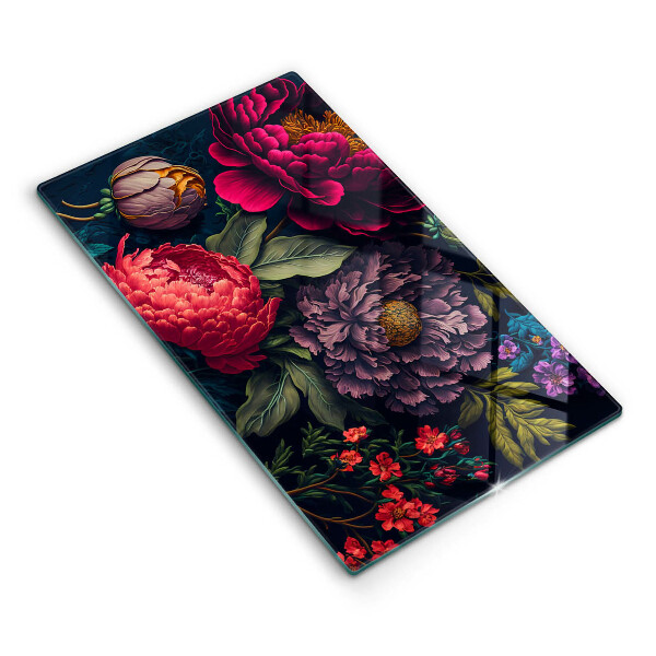 Glasskärbräda med motiv av vackra blommor