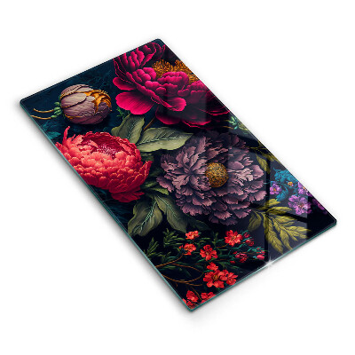 Glasskärbräda med motiv av vackra blommor