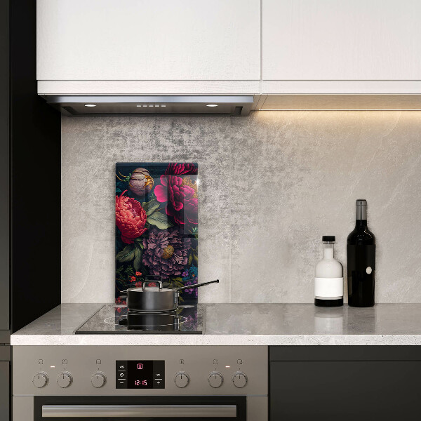 Glasskärbräda med motiv av vackra blommor