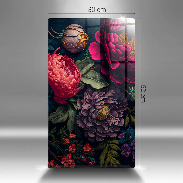 Glasskärbräda med motiv av vackra blommor
