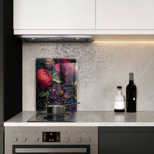 Glasskärbräda med motiv av vackra blommor