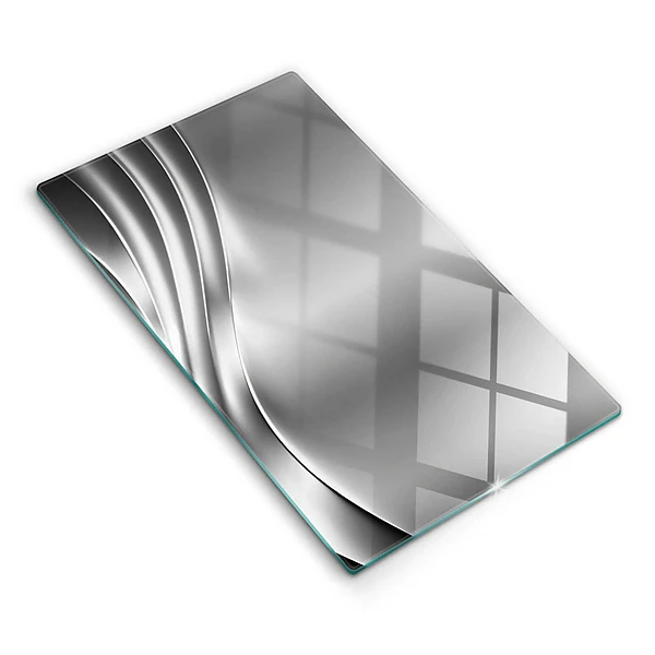 Skärbräda i glas med metallstruktur