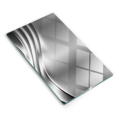Skärbräda i glas med metallstruktur