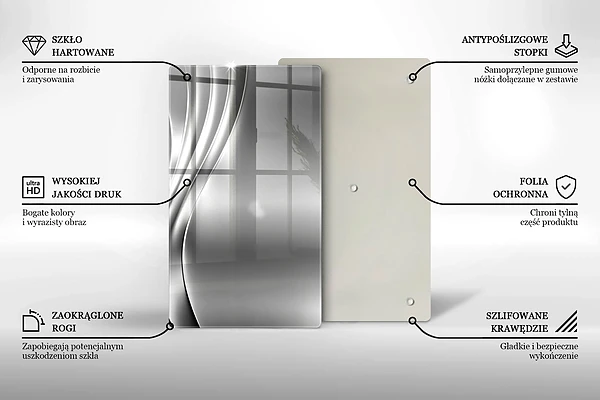 Skärbräda i glas med metallstruktur