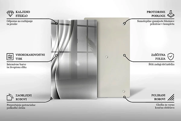 Skärbräda i glas med metallstruktur