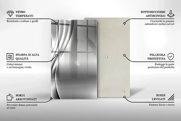 Skärbräda i glas med metallstruktur